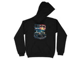 Black hoodie with "4th GEN" text over an American flag and a pickup truck graphic.