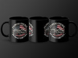 Three black mugs feature a graphic of a black truck with "Powerstroke Turbo Diesel" and the American flag.