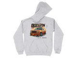 Grey hoodie with 'OBSESSION' text and orange C/K 1500 truck graphic.