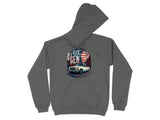 Graphic featuring a white pickup truck, American flag, and "4th gen" text.