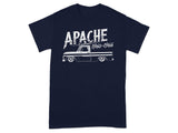 Dark navy t-shirt with white graphic of a classic Apache truck and "1960-1966".