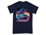 Ford Foxbody car graphic with vibrant, abstract background and "Foxbody" text.