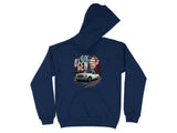 Navy hoodie with 4th Gen C/K truck graphic and US flag.
