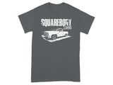 T-shirt with white graphic: "SQUAREBODY 1986" and a retro truck.