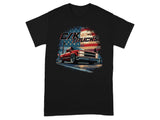 Red C/K Trucks graphic on a black t-shirt with US flag and moon.