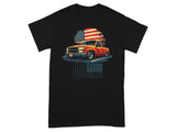 Orange single cab truck with American flag and text "OBSESSION SINGLE CAB 1988-2002."