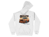 White hoodie with "OBSESSION" and orange C/K 1500 truck graphic.