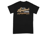 Brown pickup truck with text "KEEP Longbeds LONG" on black t-shirt