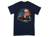 Red C/K Trucks graphic on a navy t-shirt, with an American flag background.