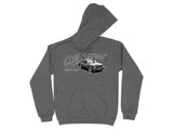 Dark grey hoodie with "OBSESSION" text and graphic of a classic single cab truck.