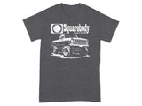 Dark gray t-shirt with white "Squarebody Nation" text and lifted pickup truck graphic.