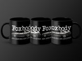 Three black mugs featuring "Foxbody" text and Mustang graphics.