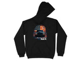 Black hoodie with graphic of a truck and American flag. "When Stance is Everything Ruin It."