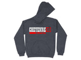Dark grey hoodie with "CHEYENNE 10 SUPER" text in white and red.