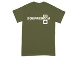 Green t-shirt with white "10 SQUAREBODY" text and a square icon.
