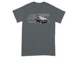 Gray t-shirt with "Obsession" and "Single Cab" text above a 1990s Chevrolet truck graphic.