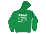 Green hoodie with white graphic of lifted truck and "Squarebody NATION" text.