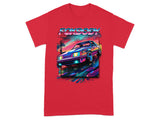Red t-shirt with "Foxbody" text and a retro car graphic.