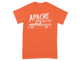 Orange t-shirt with white graphic of 1960-1966 Apache pickup truck.