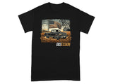Black t-shirt with graphic: "Old Body Style" text, American flag, truck, barn, and "Obsession" text.